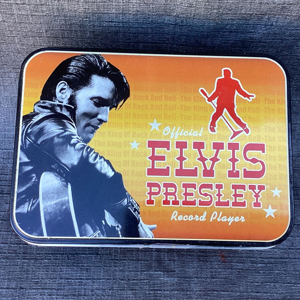 Elvis Presley Record Player cards/TY beanie bear NEW, in original Tin Box, 2005!